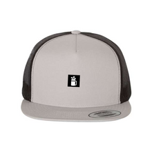 Load image into Gallery viewer, Flat Bill Five Panel Trucker Hat - Clubs and Mugs
